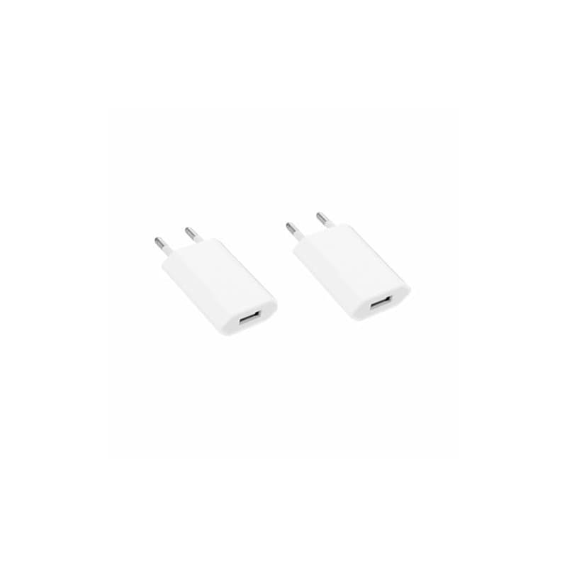JZK Lot de 2 Adaptateurs Secteur USB 5V 1A, Prise de Charge pour iPhone | Prise Murale Blanche, Chargeur Prise pour Samsung, pou