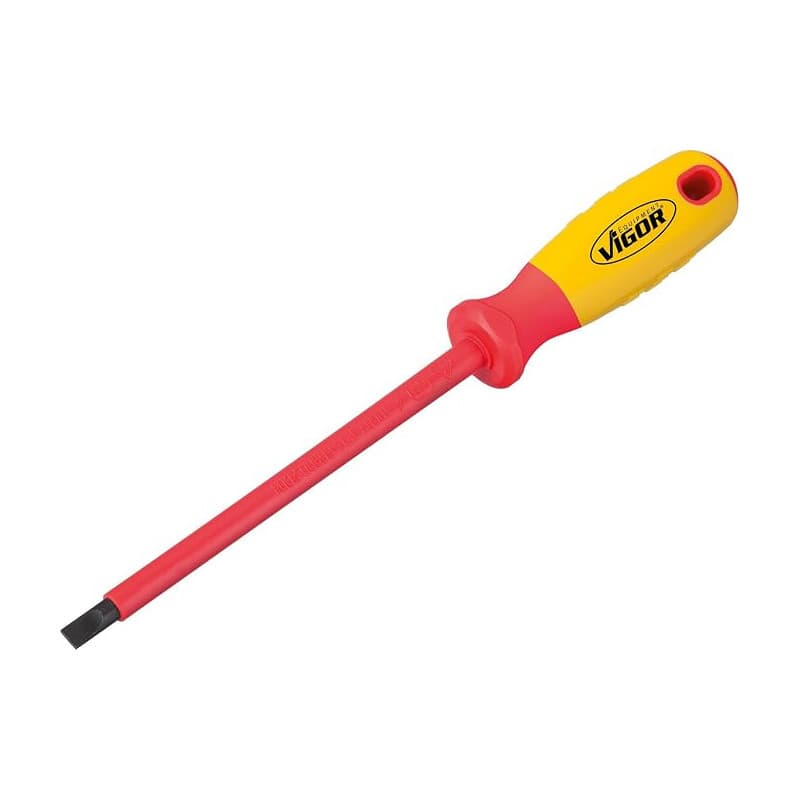 Vigor VDE Tournevis à fente V2061 ∙ fente Profil ∙ Largeur Clé: 1,2 x 6,5 ∙ Longueur totale: 256 mm, 1 pièce