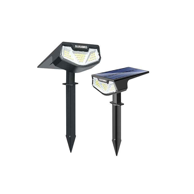 SUNNMO Spot Solaire Exterieur, Lot de 2 Lampe Solaire Exterieur Jardin Puissante, Lumiere Solaire Exterieur avec 3 Modes, Eclair
