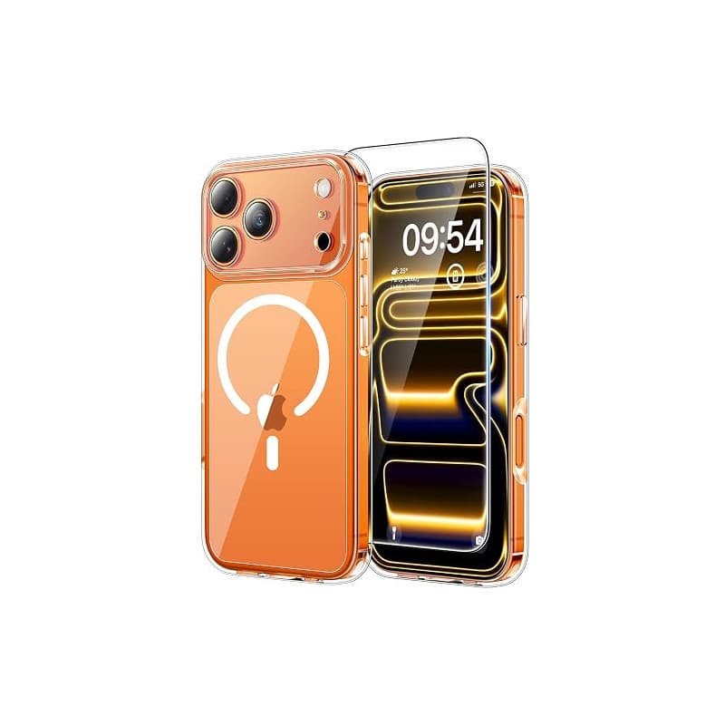 TAURI Coque Magnétique pour iPhone 17 Pro Max,Transparent | Protection D'écran Incluse, Compatible avec MagSafe, Protection Camé