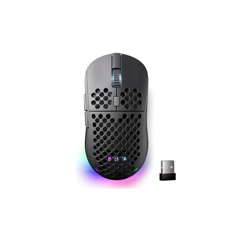Dierya x TMKB M1 Souris de Jeu sans Fil, Capteur Optique 24 000 DPI, Léger 90g, 6 Boutons Programmables, Éclairage RGB, Autonomi