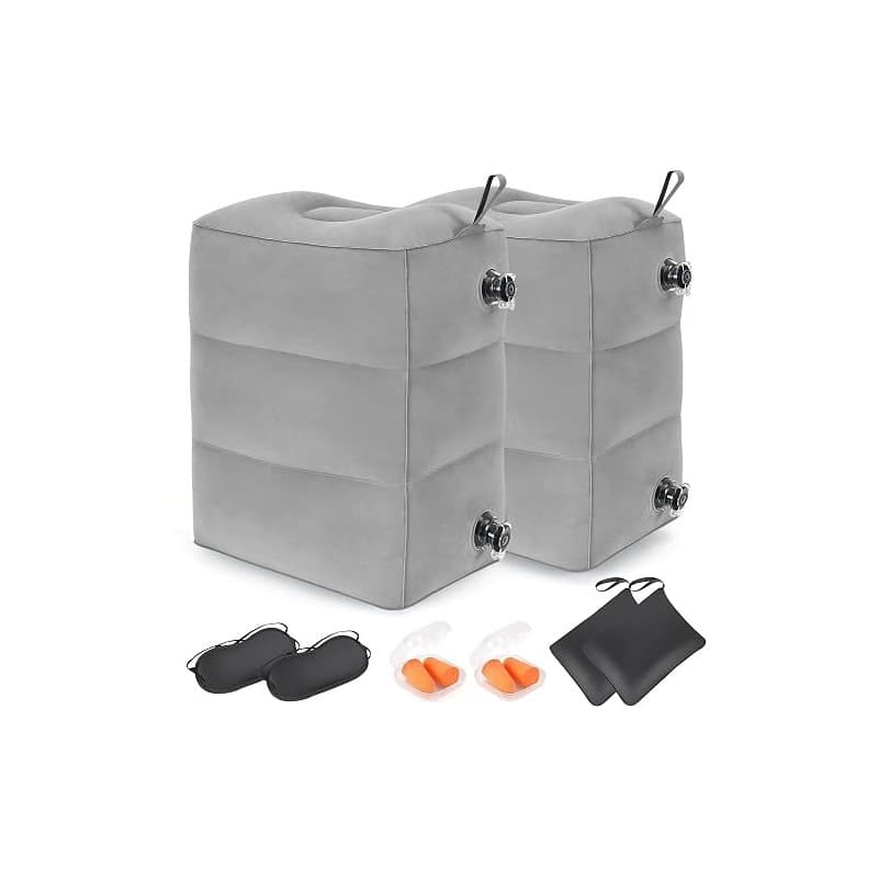 RISEPRO Lot de 2 coussins repose-pieds de voyage gonflables à 3 couches réglables en hauteur, lit d'avion, pour adultes, essenti