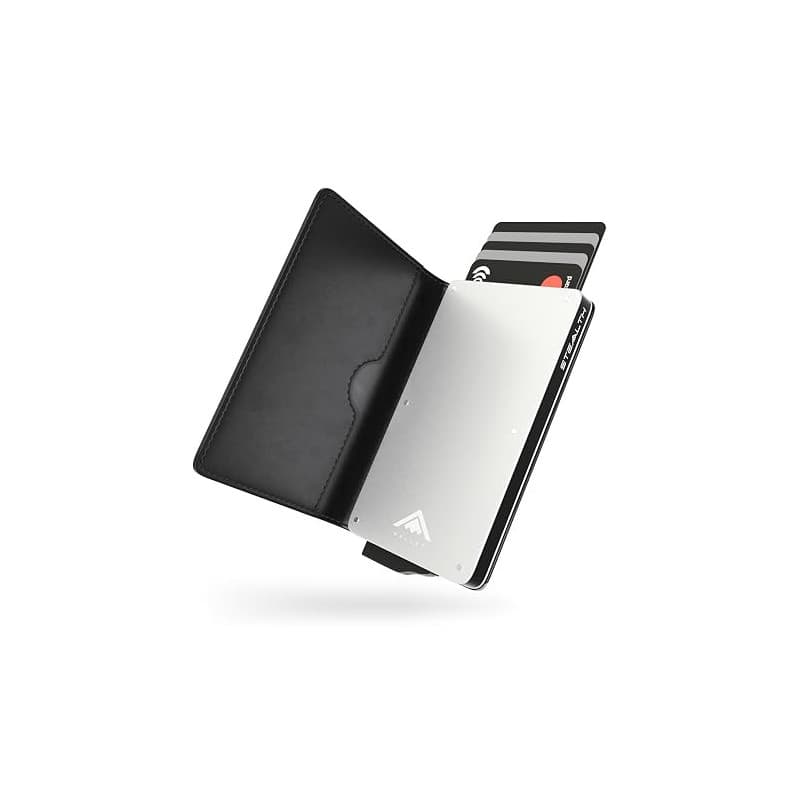 Stealth Wallet - Porte-Cartes Pop-up minimalistes avec boîte-Cadeau - Porte-Cartes de crédit en Aluminium léger et Fin avec Bloc