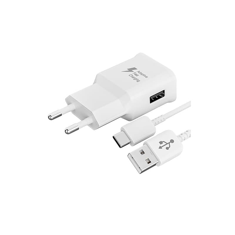 Type-C Chargeur Rapide avec Câble USB C pour Samsung Telephone, Tablette | 15W Prise USB Chargeur Universel avec 1,5M Câble pour