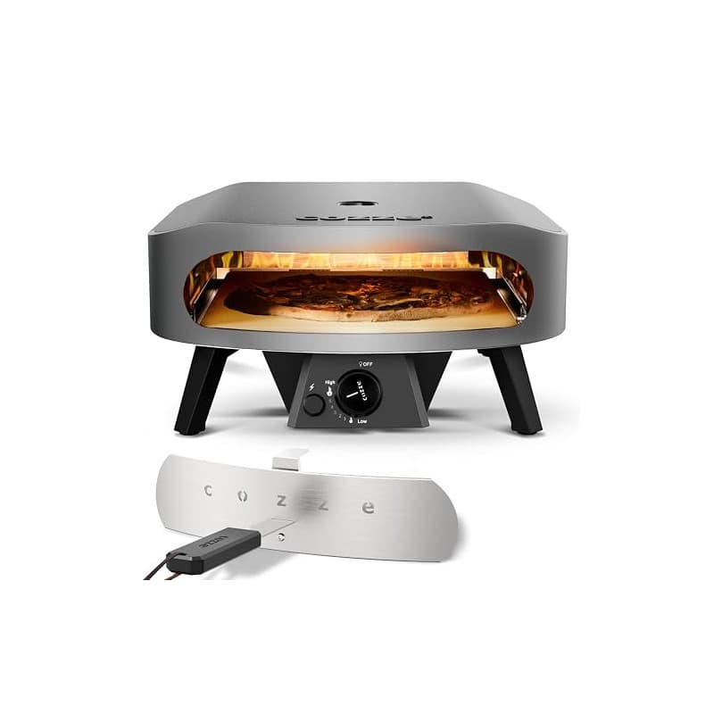 cozze Grand four à pizza à gaz de 17 pouces (50 mbar) - Four à pizza avec régulateur pour pizzas familiales - Tuyau de gaz et ré