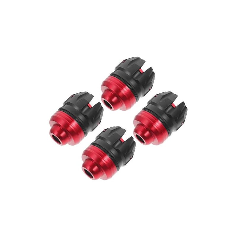 Protections de Fourche Moto 4 Pièces, Trou 15mm, PP Aluminium | Protection Antichoc Cadre Frontal, Installation Rapide, Rouge, p