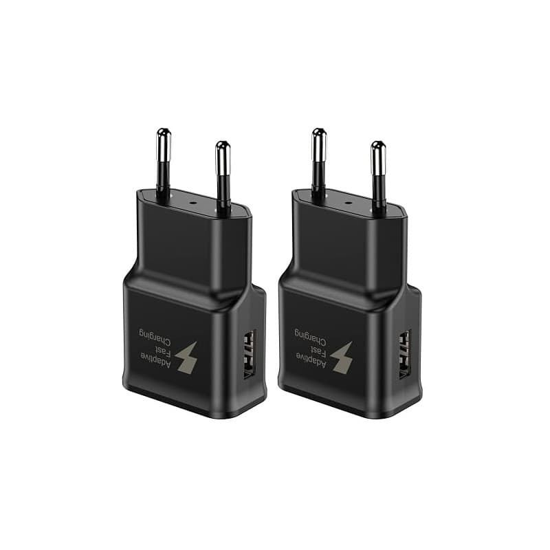 Lot de 2 Chargeur USB 15W, Prise Chargeur Rapide pour Samsung, Adaptateur Secteur USB-A 5V 2A / 9V 1.67A pour Galaxy S22 S21 S20