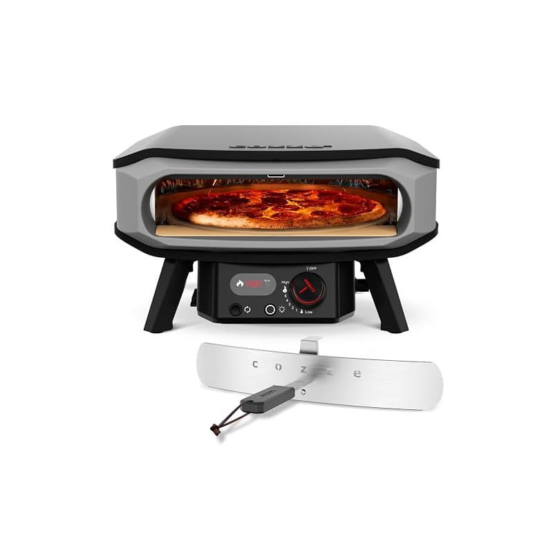 Cozze® | Four à Pizza 17" PREMIUM ROTATE | Gaz 30mbar | Pierre à Pizza Incluse | Allumage Automatique | Thermomètre Intégré | Gr