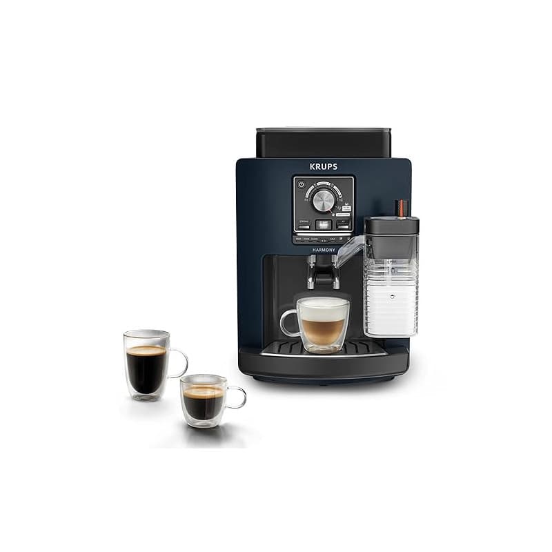 KRUPS - Harmony Lait - Machine Espresso Automatique - Bleu Nuit - 15 bars | Cafetière a grain avec broyeur et mousseur lait - Pr
