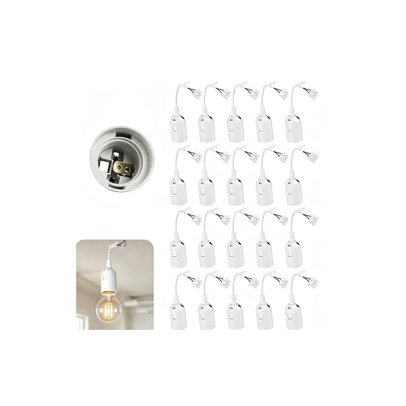 20 pièces Douille de Chantier E27 avec Câble pour Rénovation, Support ampoule E27 provisoire avec fil, Douille électrique pour L