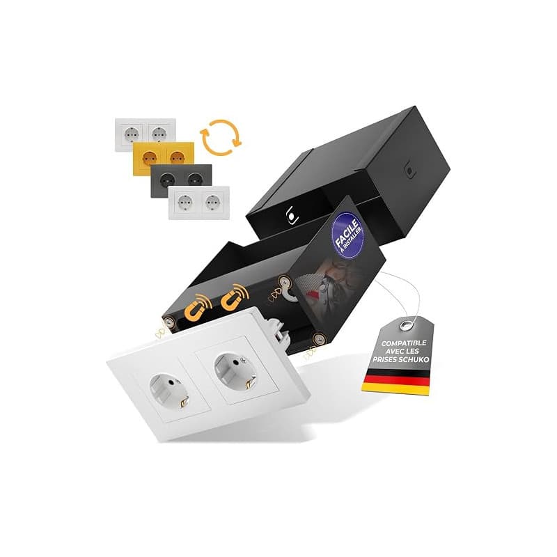 Elder Welder® Coffre Fort Compatible avec n'importe quelle double prise | Prise Double Schuko Authentique Incluse, Petit Coffre