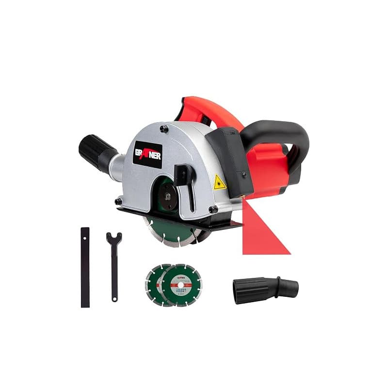 Grafner Fraiseuse murale laser, puissante de 1700 W avec 4000 tr/min, inclut 2 disques de découpe diamantés de 150 mm de diamètr