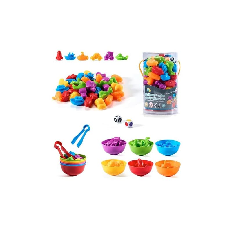 Jeu Éducatif, 47 Pièces Jouet pour Comptage et Tri Jeu Educatif Motricité, Jouet Montessori 2-6 Ans sans BPA, Apprentissage Form