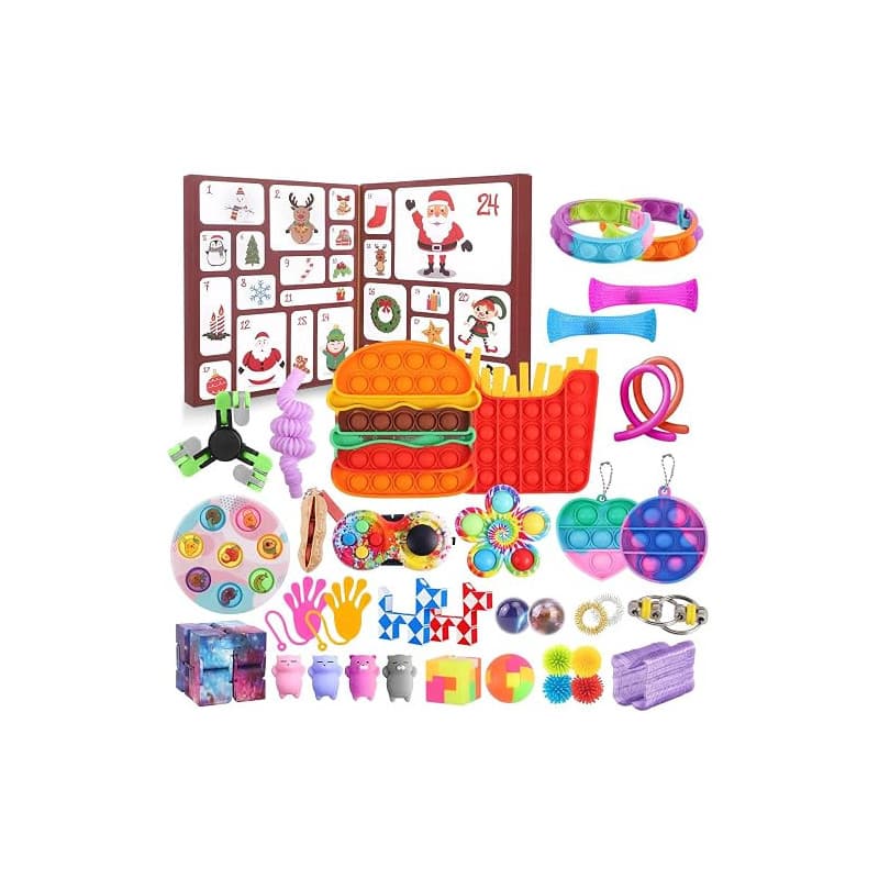 Calendrier de L'Avent Fidget Toys Calendrier du Compte À Rebours de Noël avec 24 Surprises de Jouets Sensoriels Adaptés Aux Enfa