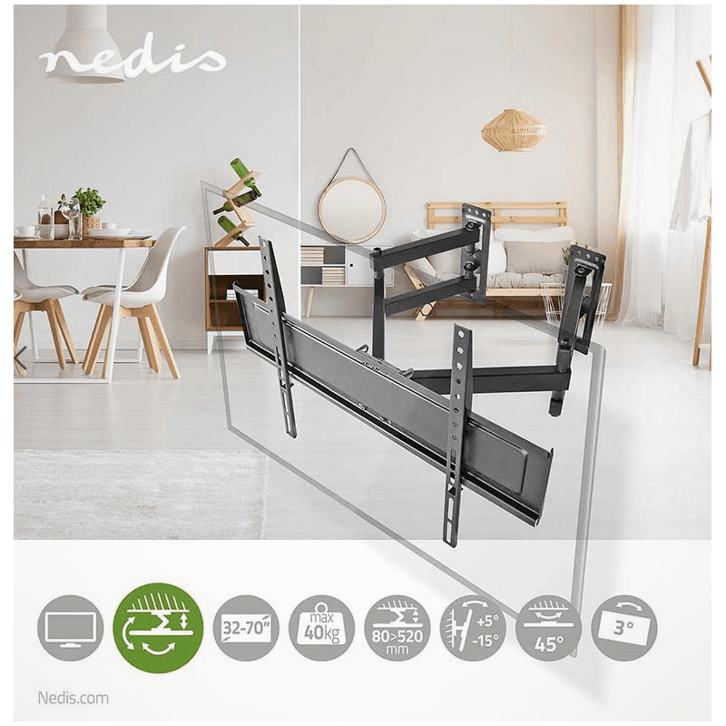 SUPPORT MURAL VERTICAL POUR TV 37-60" - NEDIS - TVWM5630BK