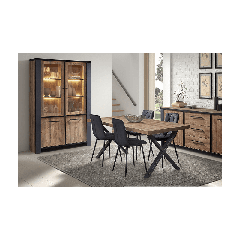 La table repas 200 cm rectangle coloris marron et noir