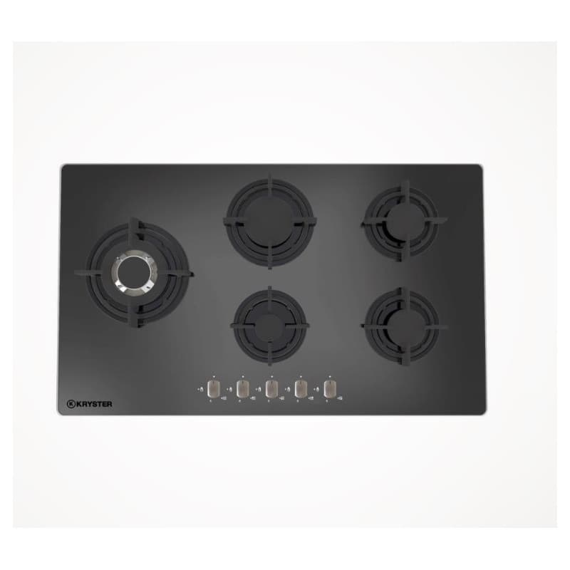 PLAQUE DE CUISSON À GAZ ENCASTRABLE - 5 FEUX - NOIR - KRYSTER - KVER5GW90N2