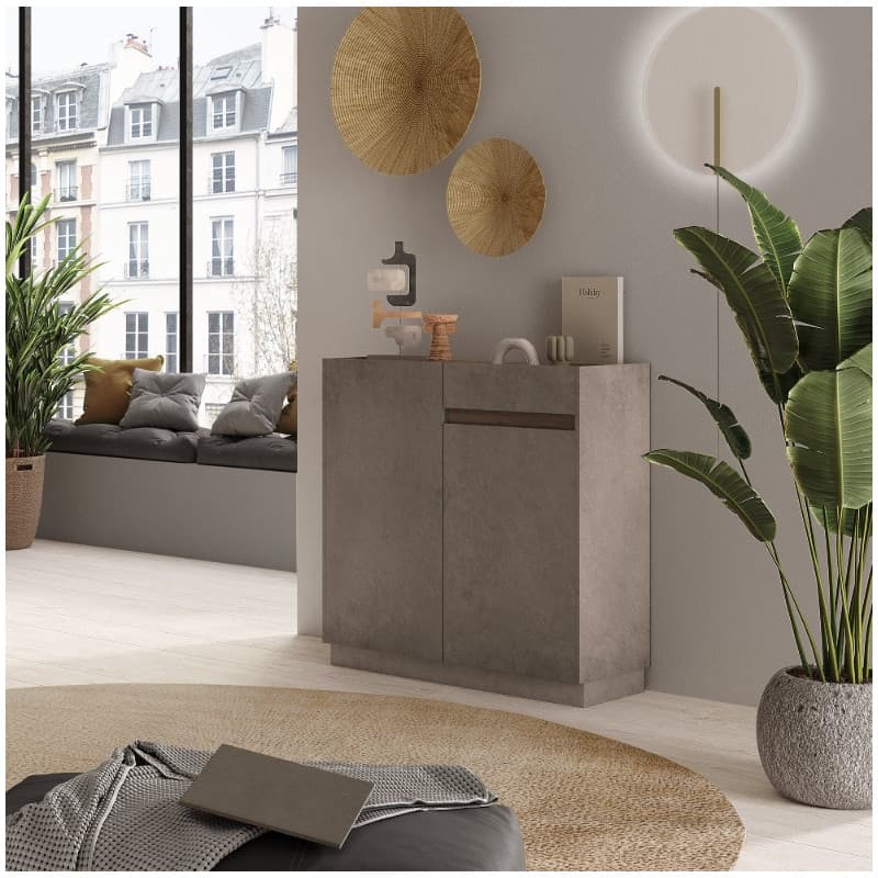 Meuble comprenant 2 portes 1 tiroir - coloris bronze / mercure -