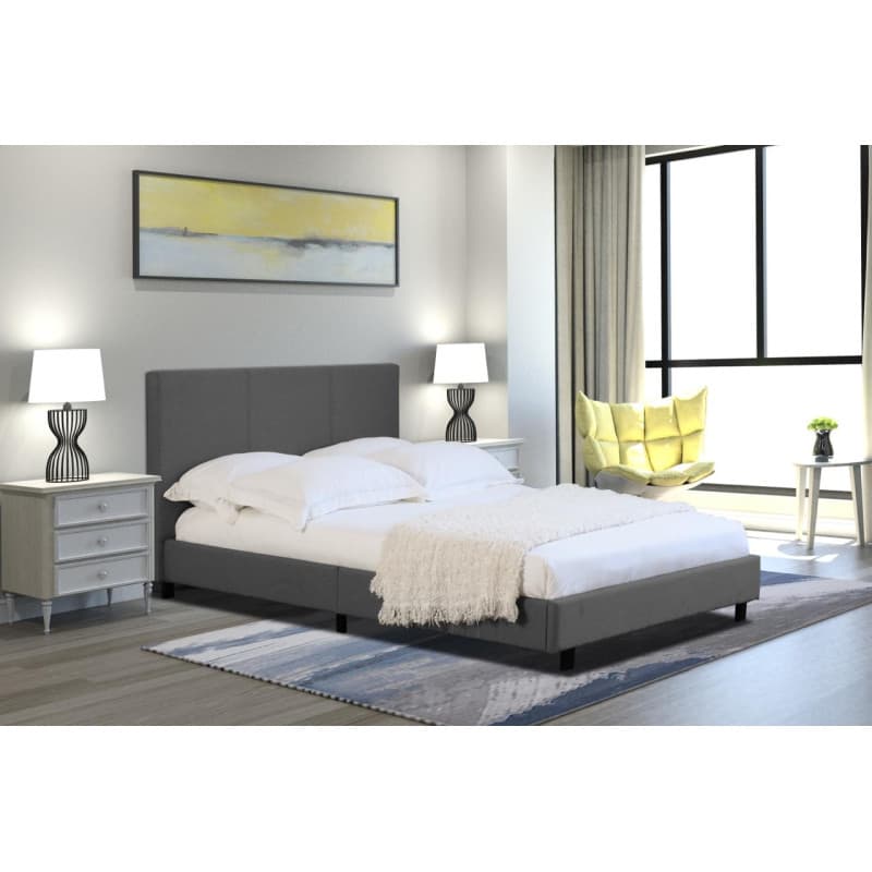 Le lit 160 x 200 cm + tête de lit + sommier - Gris ou Beige -