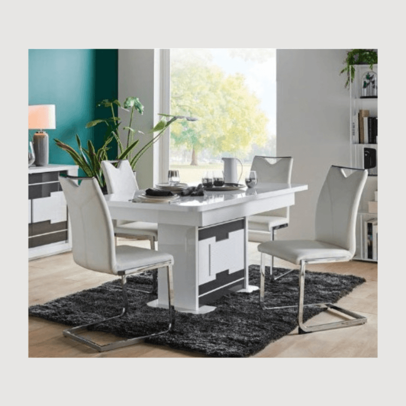 Table rectangulaire extensible avec allonge papillon.