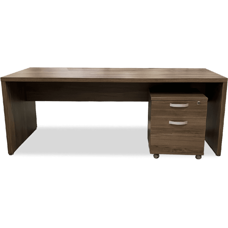 Bureau design moderne avec caisson 2 tiroirs sur roulettes – Élégance et praticité