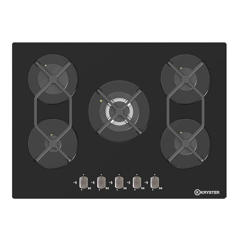 PLAQUE DE CUISSON À GAZ ENCASTRABLE - 5 FEUX - NOIR/BLANC - KRYSTER - KVERG5WF