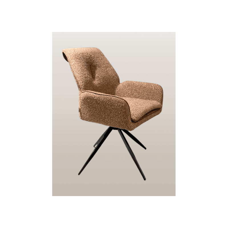 Fauteuil pivotant en tissu bouclette – Style moderne et confort optimal - 2 coloris au choix -