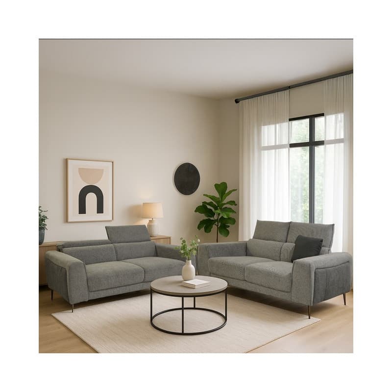 LE SALON 3 PLACES + 2 PLACES TETIERES RELEVABLE COLORIS BEIGE