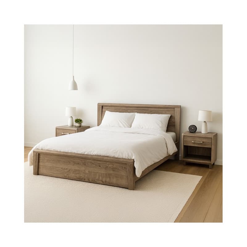 Le lit 160 x 200 cm + l’armoire 3 portes + 2 tiroirs + le chevet.