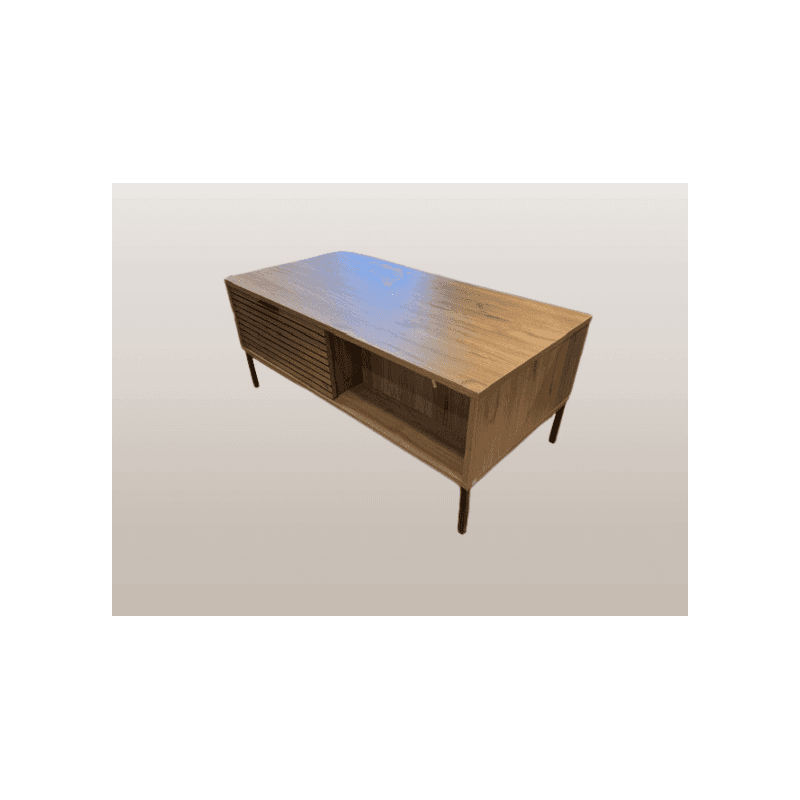 Table Basse Chêne et Noir – 2 Tiroirs – Style Industriel