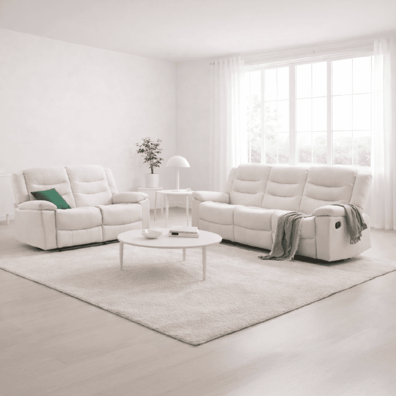 Canapé 3 places avec 2 places relax manuels + canapé 2 places fixes - 2 coloris