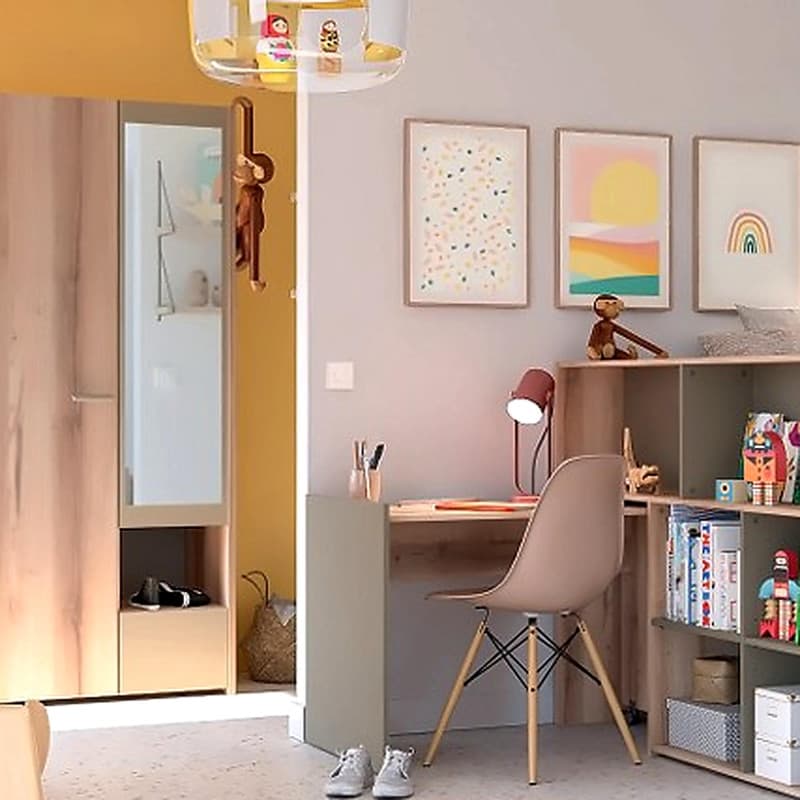 Armoire 2 portes + 1 tiroir – Style scandinave bois clair