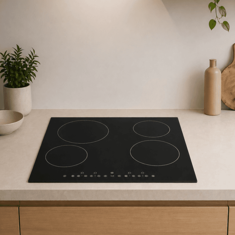 PLAQUE DE CUISSON VITROCÉRAMIQUES - 4 FOYERS - 60 CM - NOIR - MERLIN - M-4F60V