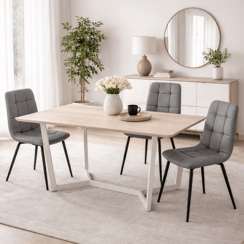 Table repas rectangle 200 x 100 x 75 cm - Coloris beige