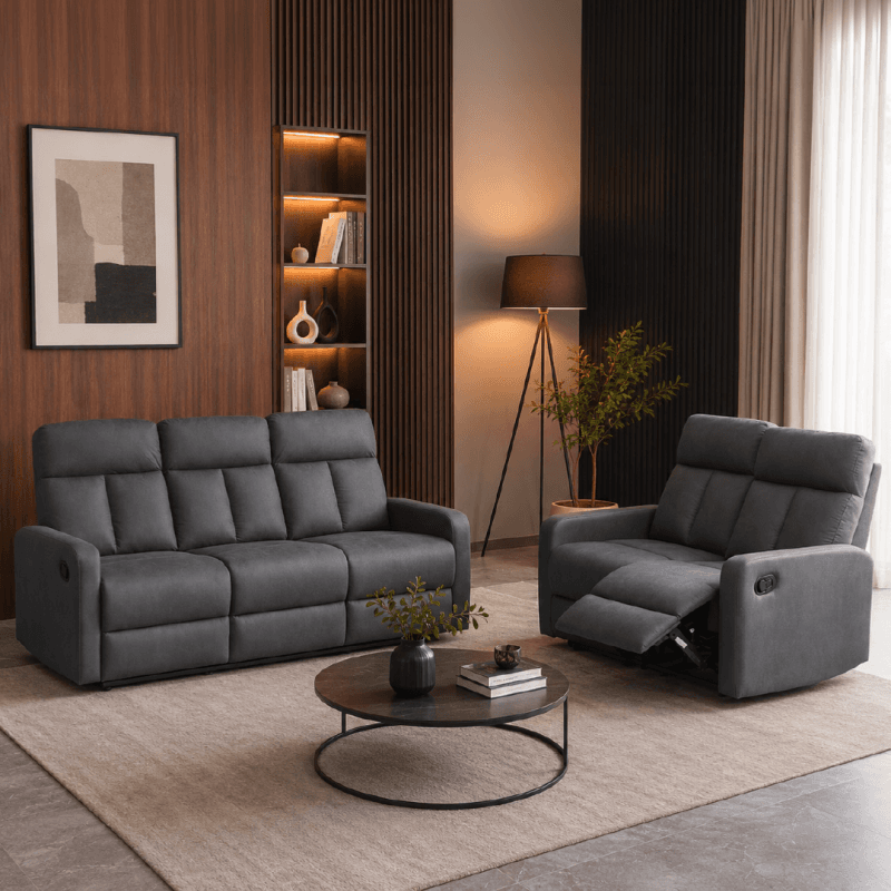 Canapé 3 places + 2 places avec 4 relax manuels - plusieurs coloris -
