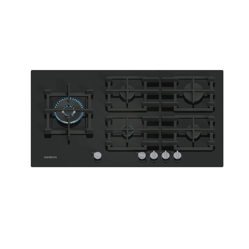 PLAQUE DE CUISSON A GAZ ENCASTRABLE - 5 FEUX - VERRE TREMPE NOIR - SIEMENS - EP9A6MI40