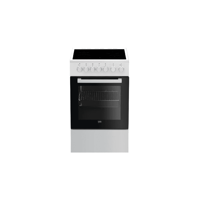 CUISINIÈRE VITROCÉRAMIQUE AVEC UN FOUR ELECTRIQUE - 4 FOYERS - 60L - NOIR/BLANC - BEKO - FSS57100GW