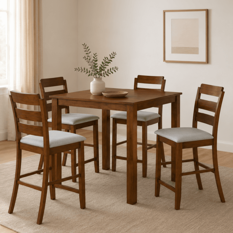 Ensemble table haute + 4 tabourets de bar, 2 coloris disponible