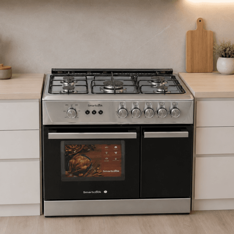CUISINIERE A GAZ - 5 FEUX + FOUR A GAZ - TECHNOLUX - F9060PG50GFMBLACK