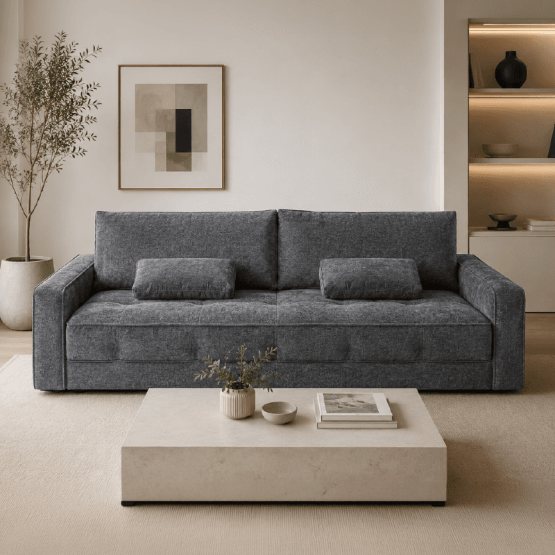 Canapé convertible avec coffre de rangement – 2 coloris au choix -