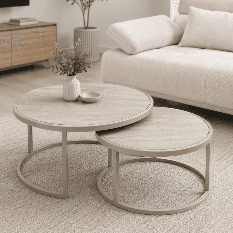 Lot de 2 tables basses en céramique.