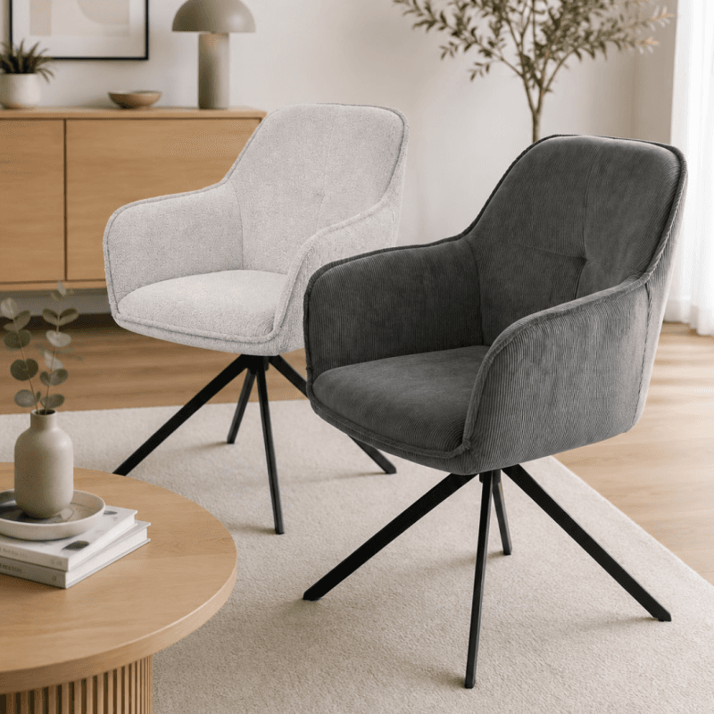 Chaise pivotante en velours côtelé - plusieurs coloris -