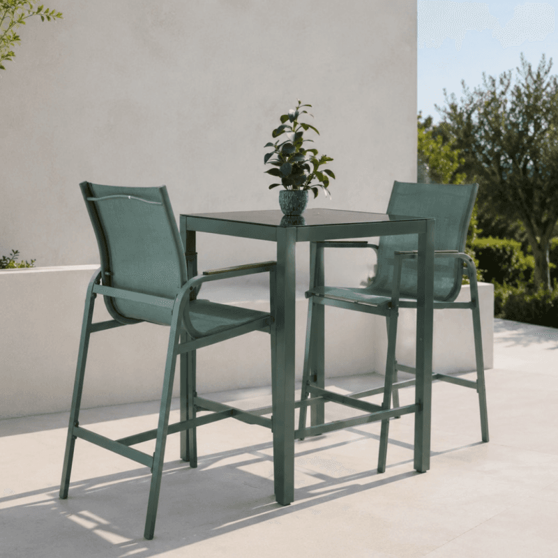 Ensemble de jardin table haute et chaises hautes – Gris ou creme -
