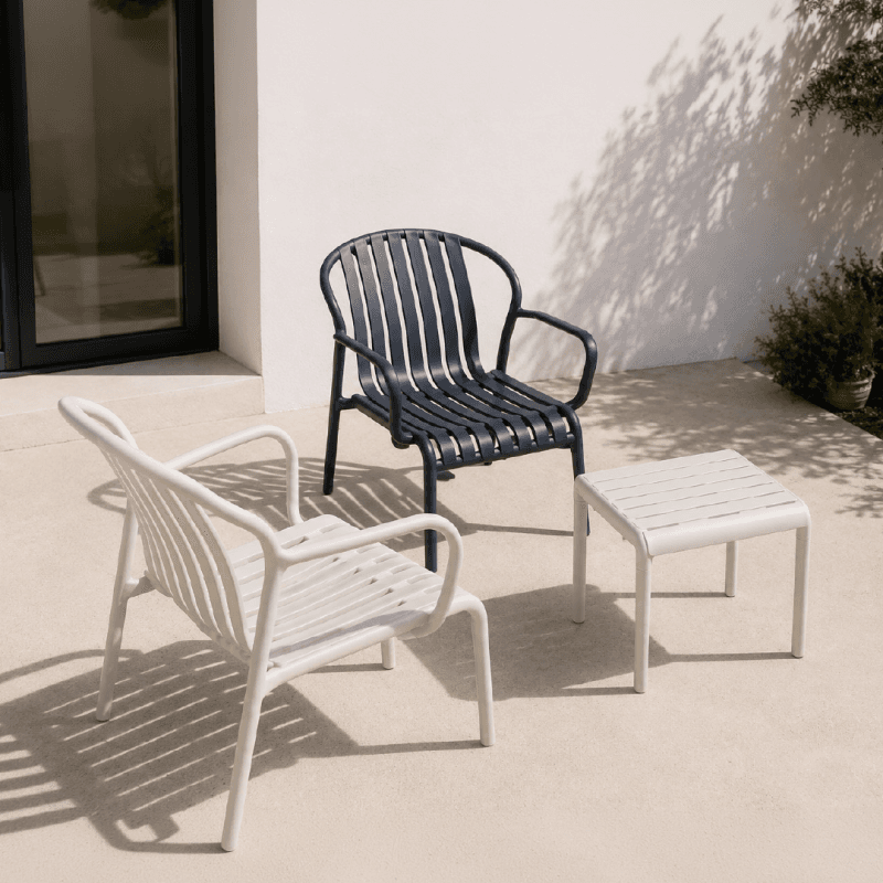 Ensemble de jardin table carré et chaises - gris foncé ou crème -