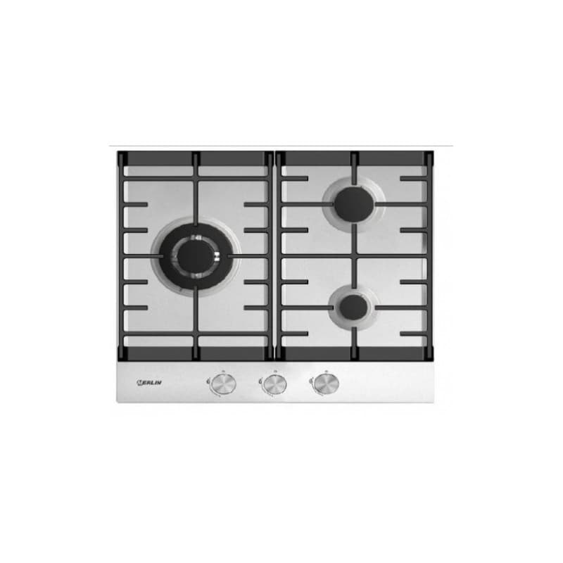PLAQUE DE CUISSON À GAZ ENCASTRABLE - 3 FEUX - INOX - MERLIN - M-PG630-I