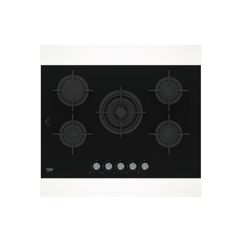 PLAQUE DE CUISSON À GAZ ENCASTRABLE - 5 FEUX - NOIR - BEKO - HILW75222S