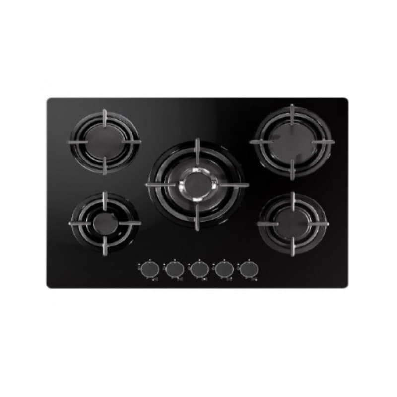 PLAQUE DE CUISSON À GAZ - 5 FOYERS - 70CM - VERRE NOIRE - DEROSSO - NDR-755FGWF-V