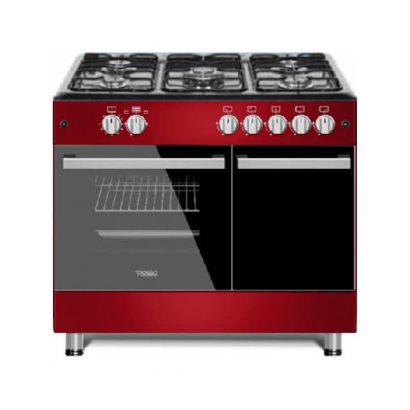 CUISINIÈRE À GAZ BUTANETTE - 5 FEUX - 60 x 90 cm - ROUGE - DEROSSO - DR-9060GW1-R