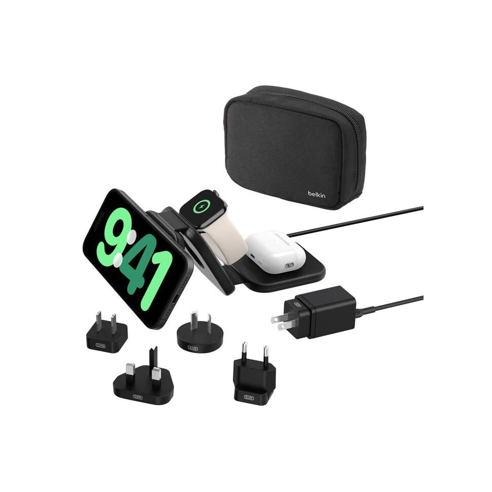 Belkin Station de recharge aimantée 3-en-1 portable avec Qi2 (15 W)