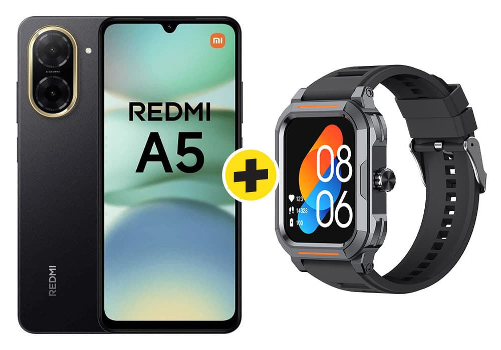 PACK SMARTPHONE MIDNIGHT BLACK 3GO/64GB REDMI (A5) + MONTRE CONNECTÉE HAVIT (M9040S)